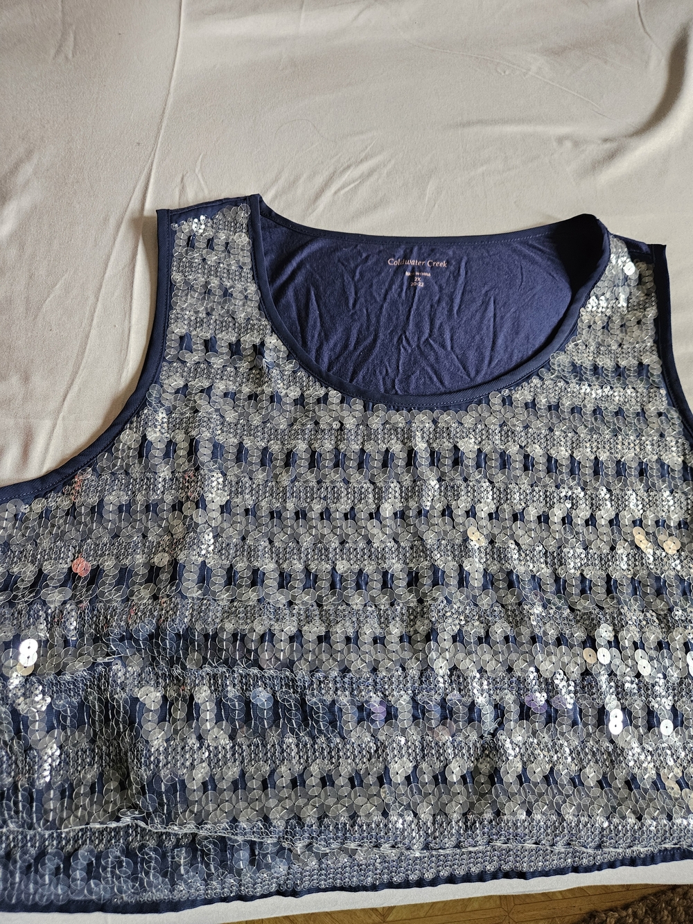 Coldwater Creek Navy Sequin Tank Top